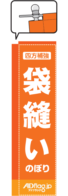 最上の品質な R加工棒袋縫い ランチ のぼり旗 21320